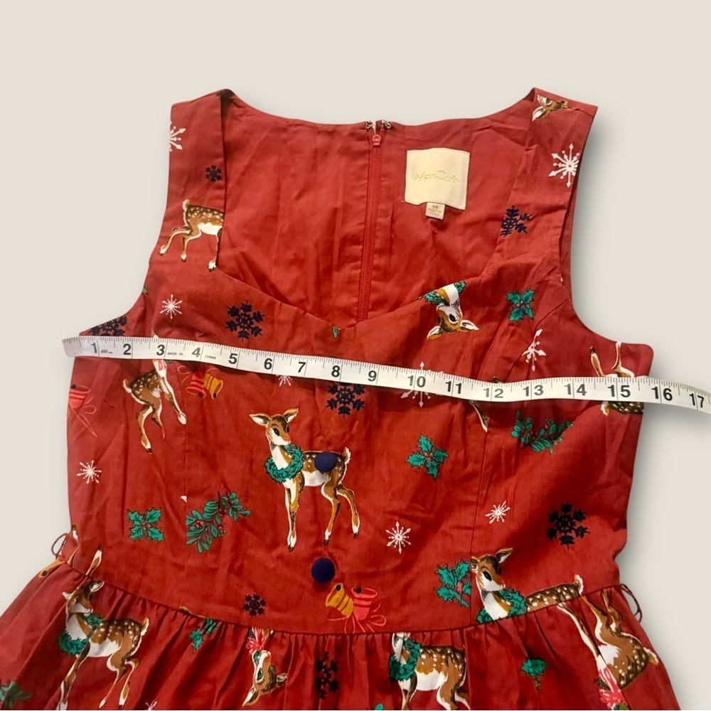 ModCloth Reindeer Christmas Cheerful Caroling Sleeveless Dress, Size M - Picture 7 of 11